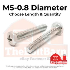 M5-0.8 Stainless Phillips Pan Head Machine Screws (Choose Length & Qty)