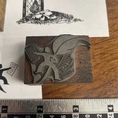 VTG Printing Letterpress Printers Block Cuts WINDOW LANDSCAPE PENMANSHIPlot of 2