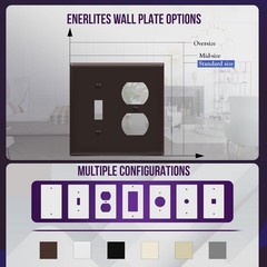 ENERLITES Toggle Light Switch/Duplex Outlet Wall Plate, Brown, 2-Gang