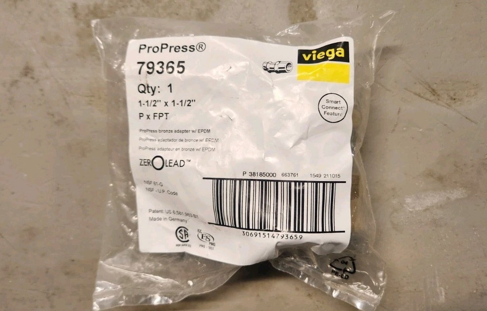 Viega Propress 79365 Bronze Female Adapter 1-1/2″ x 1-1/2″ P x FNPT – Zero Lead