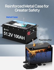 48V 100Ah LiFePO4 Golf Cart Battery 18A Charger Bluetooth Monitor Metal Case