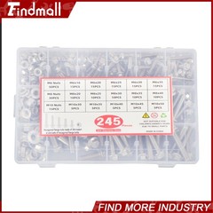245PCS M6 M8 M10 Heavy Duty Flanged Bolts and Nuts Kit 304 Metric Hex Screws
