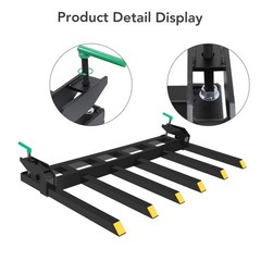 Clamp on Debris Forks to 60 in Bucket, Heavy Duty Clamp-On Pallet Fork, 4000 LBS