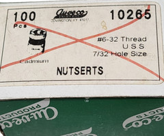(QTY:100) AUVECO 6-32 NUTSERT INSERT 6/32 HOLE STEEL TIN PLATED GRIP 0.030″MIN
