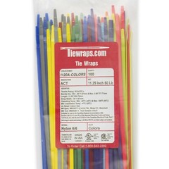Multi-Color 100 Pack USA Made Tie Wraps 11.25″, 50Lb