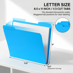Colored File Folders 120 Pack Letter Size 8.5 x 11 Manila Folders with 1/3 Cut
