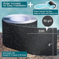 Anti Slip Tape with Roller, 4 Inch x 35 Ft Grip Tape for Stairs Outdoor/Indoor,