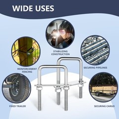 4 Sets M8 Square U-Bolts,u-Bolts 2 inch Wide,304 Stainless Steel Square u-Bolts