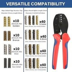 Metal Aglets for Shoelaces – 200Pcs in 4 Colors & Sizes + Crimping Tool, Repair