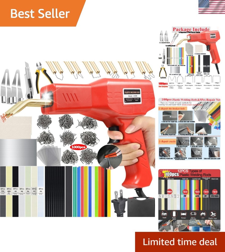 Upgraded 220W Plastic Welder, 2 in 1 Plastic Welding Kit Plastic Repair Welde…