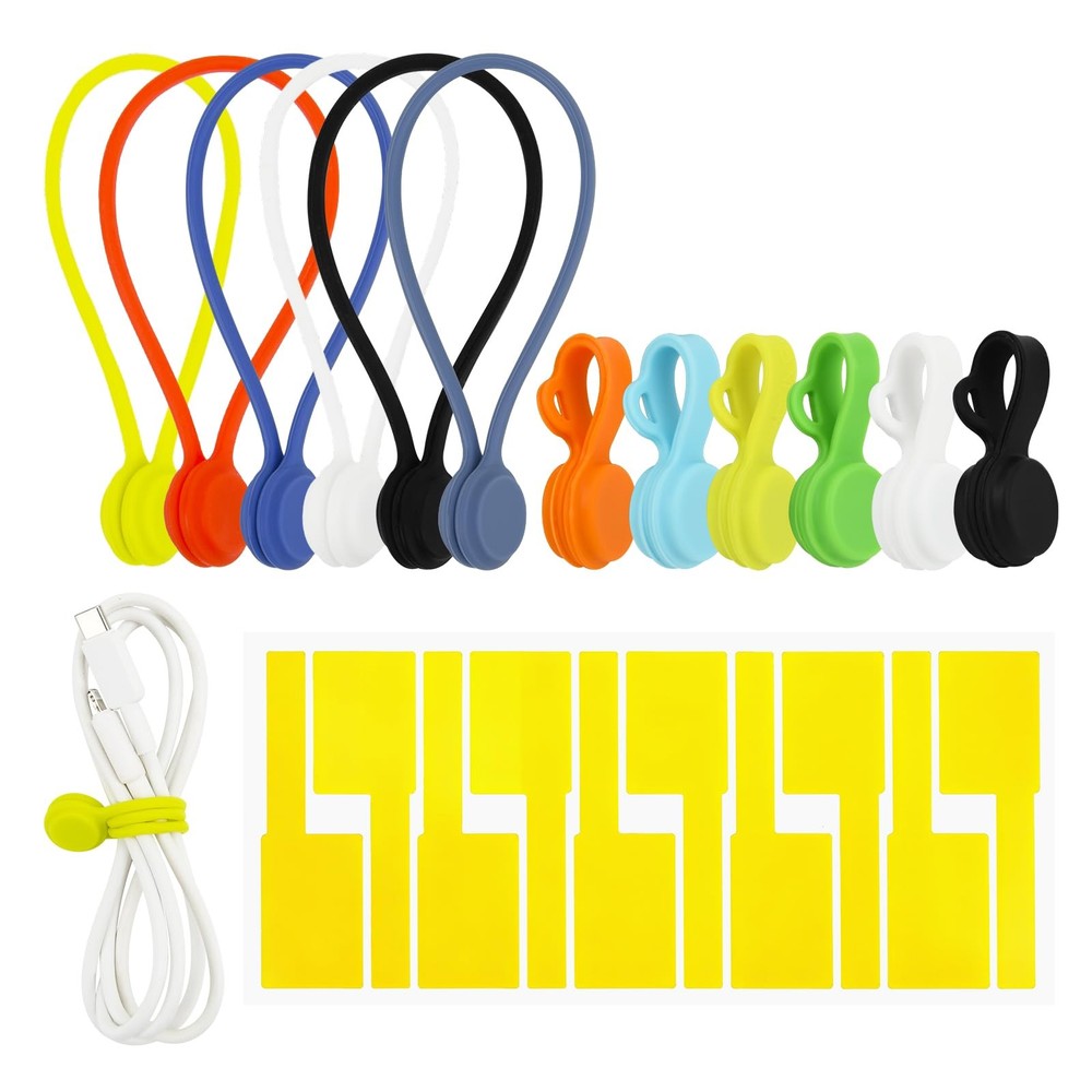 Silicone Magnetic Cable Ties Reusable Cord Organizer Twist Ties Silicone Cord…