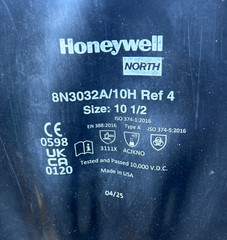 HONEYWELL North 8B3032A/10H Glove-Box 30 Mil Butyl Neoprene Gloves Black 10 1/2