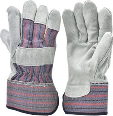 Pair of Leather Palm Safety Split Cowhide Welding Cuff Working Gloves Size Large