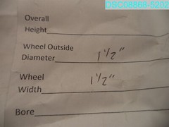 QTY=4: 1-1/2″ OD X 1-1/2″ W TWIN WHEEL CASTER STEM 1″ L X 1/4″ D