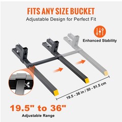 Clamp On Pallet Forks 43″ 2000 lbs Tractor Forks w/Adjustable Bucket Forks