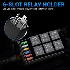 Universal 12V Automotive Relay Box 12 AWG Pre-Wired 6 Way Relay Fuse Box