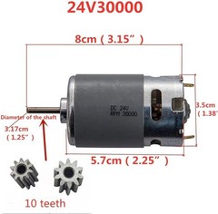 High-Speed 24V 30000 RPM Motor with Gears for Children’s Ride-On Car Upgrades