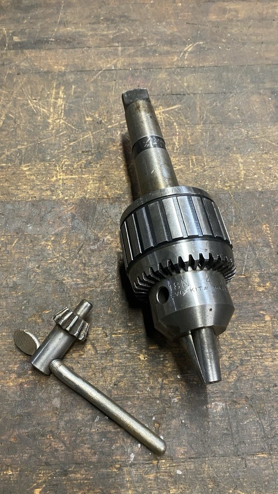 Jacobs 18N Ball Bearing Super Chuck with 4MT Shank Lathe Mill No. 4 Morse Taper