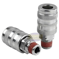 1/4″ Air Hose Y Splitter Two 1/4″ MNPT Couplers and One 1/4″ Industrial Plug