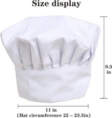 White Chef Hat for Men Women Adults,Elastic Band Adjustable Cotton Chefs Hat Hib