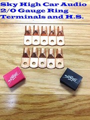(10) 2/0 Gauge Copper Ring Terminals w/ RED & BLACK Heat Shrink Tubing Lugs 3/8″