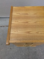 Vintage Industrial Mission Style Oak Wood Filing File Cabinet 2 Drawer Brass E69