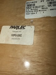 Hardly Used Parlec 100PG-S062 15 Piece TG Collet Set Machining Tools