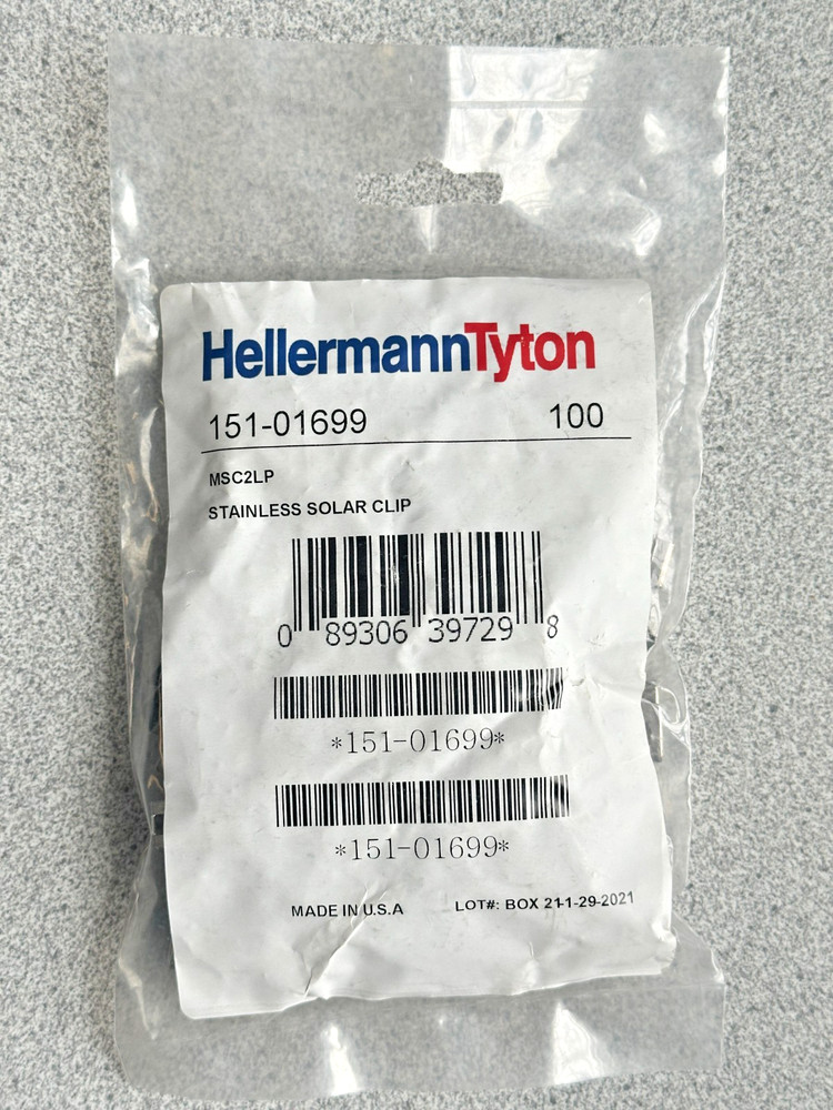 NEW Bag of 100 HellermannTyton 151-01699 Stainless Steel Solar Clips MSC2LP LOT