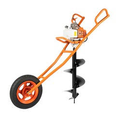 63cc 3hp Post Hole Digger Gas Powered Earth Auger Drill Wheeled w/11″ Auger Bit