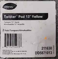 Diversey Twister Pad 13″ Yellow 2 Pads Set- Floor Scrubbing Pads
