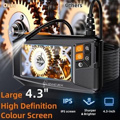 4.3″ HD Inspection Scope – IP67 Rated with 8 LEDs for Plumbing & HVAC Work