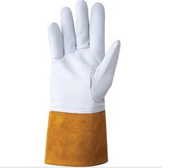 12 Pairs Top Grain Kidskin Unlined TIG Welding Gloves Premium 24CM Yellow/White
