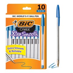 BIC Cristal Xtra Smooth Ballpoint Pen, Medium 10 Count (Pack of 1), Blue Ink