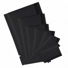 Assorted Sizes for Matte Black Flat Foil Mylar Open Top Pouch Bag w/Tear Notches