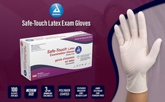 Safe-touch Latex Ex Gloves, Powder Free, Medium, 1 Box Of 100