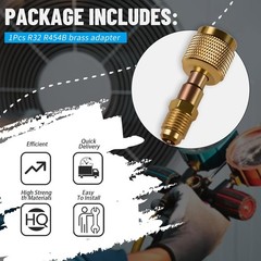 1x R32 R454B Brass Adapter 1/4″ Thread For A2L R454B/R32 Tanks Split Systems