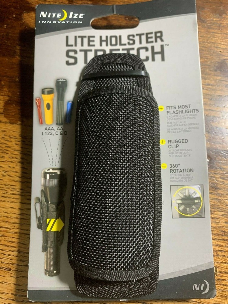 Nite-Ize Lite Holster Stretch Black Universal Flashlight Holder w/Belt Clip