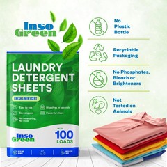 Eco Washer Sheets Detergent – 100 Loads, Zero Plastic 100 Count (Pack of 1)