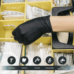 1St Choice Black Nitrile Disposable Exam Gloves 3 Mil, Latex and Powder-Free, F