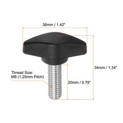 4pcs M8 x 20mm Male Thread Tee Wing Knobs Thumb Screw Clamping Knobs Grip Black