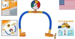 R134A Car AC Charging Hose Kit with Gauge & Safety Valve for Accurate Monitoring