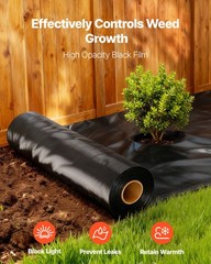 10Mil Plastic Sheeting Roll 10 x 100 FT Heavy Duty Polyethylene Black