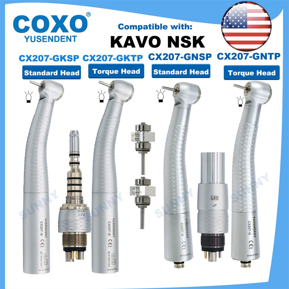COXO Dental Turbine Fiber Optic High Speed Handpiece LED Coupler 6 Pin Fit KAVO