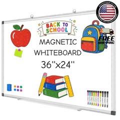 36 X 24 inches Magnetic Dry Erase Board with Aluminum Frame, Whiteboard