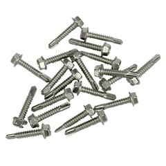 20 pcs Self Drilling TEK Screws 1/4 in x 1-1/4 in Hex Head Stainless Steel