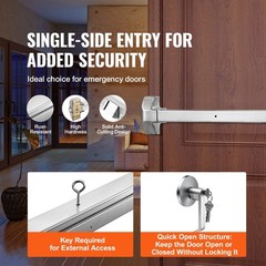 Door Push Bar Panic Exit Device,31′ Stainless Steel Commercial Emergency Exit