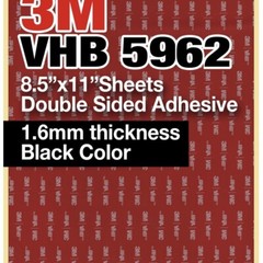 3M VHB 5962 8.5″x11″ Double Sided Adhesive 1.6mm thickness black sheets 2 pack