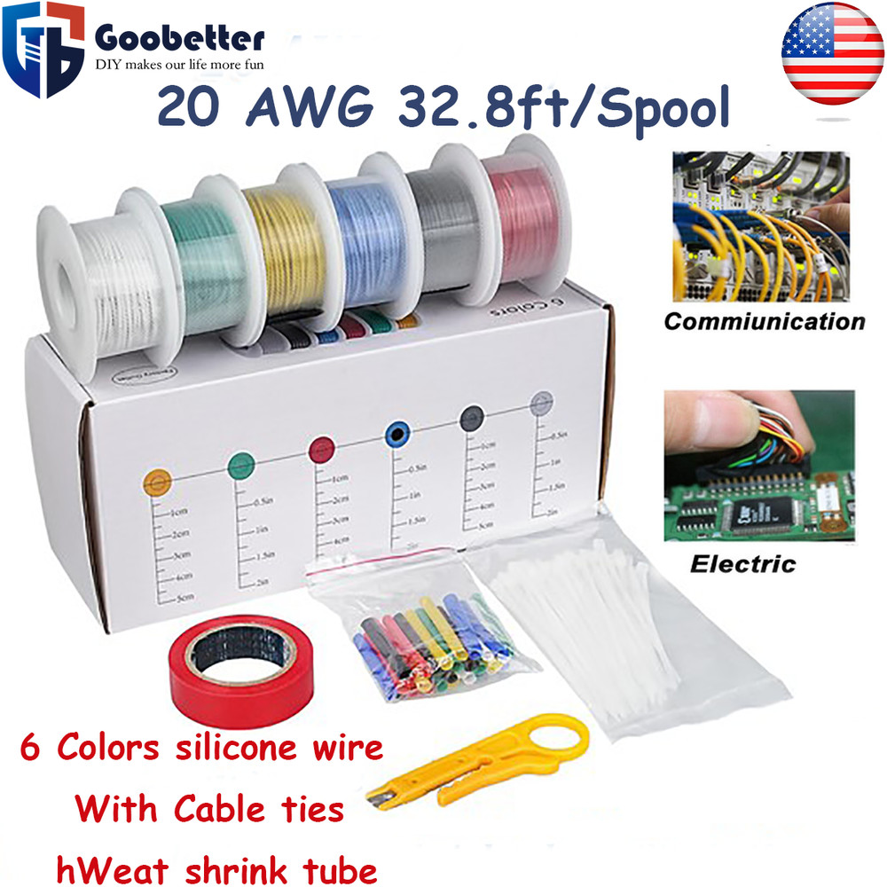 20 AWG Tinned Copper Wire 20 Gauge Wire 6 Colors 32.8ft Each Electrical Wire US