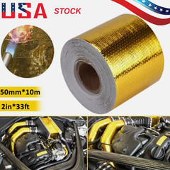 2″ 33Ft Gold Heat Reflective Intake Tape Wrap: Self Adhesive, High Temp