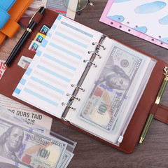 A6 Binder 6 Ring Refillable Notebook Budget Planner for A6 Filler Paper, PU Leat